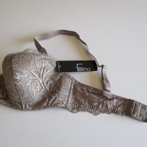 Paramour by Felina Sophia full figure balconette counter bra In Mink Lace NWT - Picture 7 of 9
